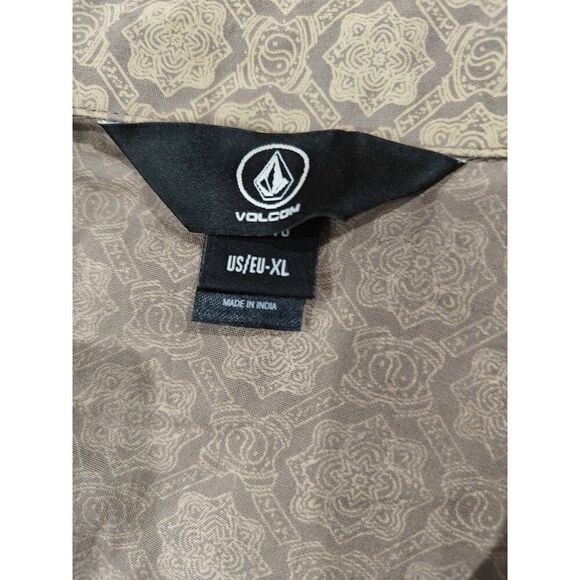 Volcom Yin Yang Short Sleeve Button Down Men’s Size XL Geometric Print Brown - Picture 7 of 9